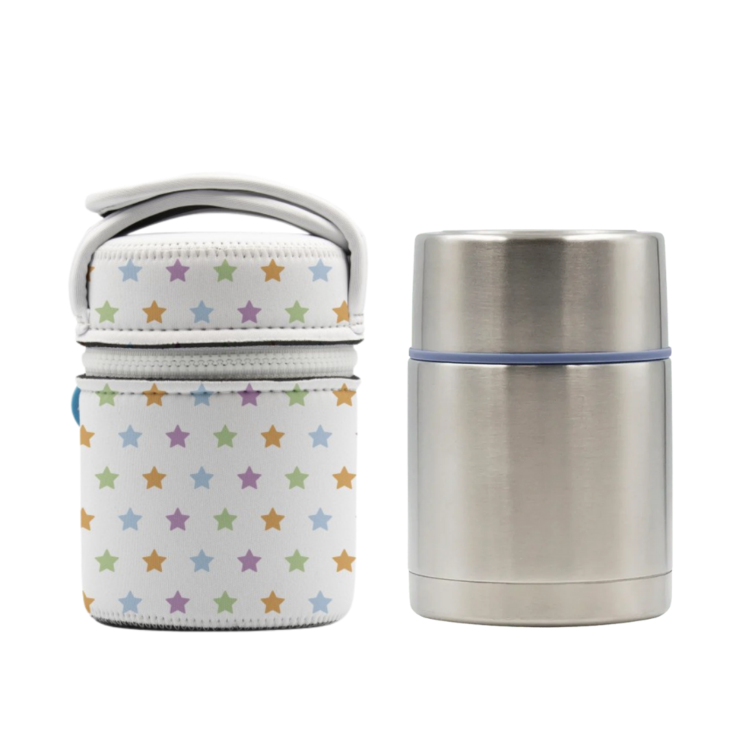 תרמוס מזון נירוסטה שומר חום לאקן עם מידנית - 500 מ״ל