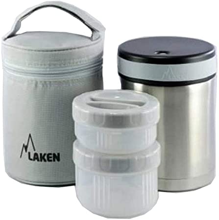 תרמוס מזון לאקן 1 ליטר, עם מכלים לחלוקה ומידנית