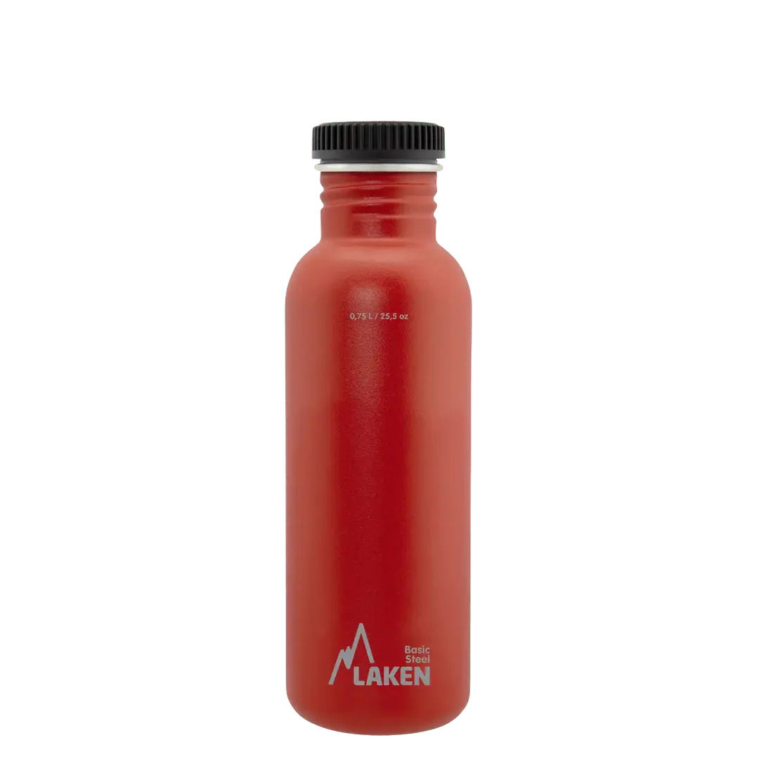 בקבוק שתיה לאקן בייסיק סטיל עם פקק הברגה 750 מ״ל