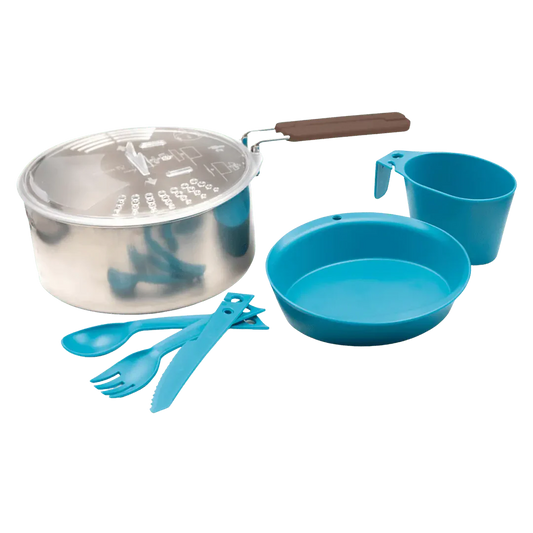 ערכת קמפינג מלאה Laken – סיר נירוסטה, צלחות, סכו״ם וכוסות - יחיד