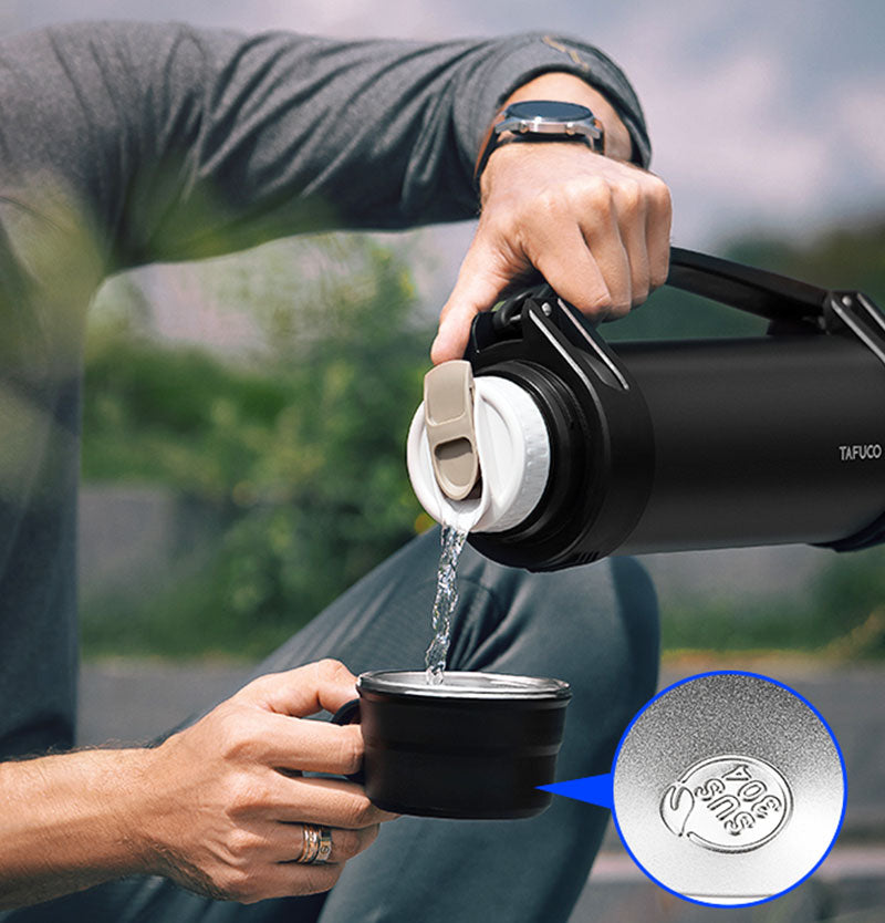 מזיגת מים חמים מתרמוס שתיה נירוסטה TAFUCO 1.5 ליטר