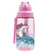 בקבוק שתיה עם קשית לילדים לאקן OBY עשוי טריטן, 450 מ"ל, עם איור של חד קרן רוכב על דולפין