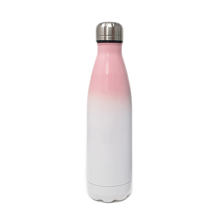 בקבוק שתיה תרמי בעיצוב אישי צוואר צבעוני ורוד לבן שומר קור עד 24 שעות, 500 מ"ל