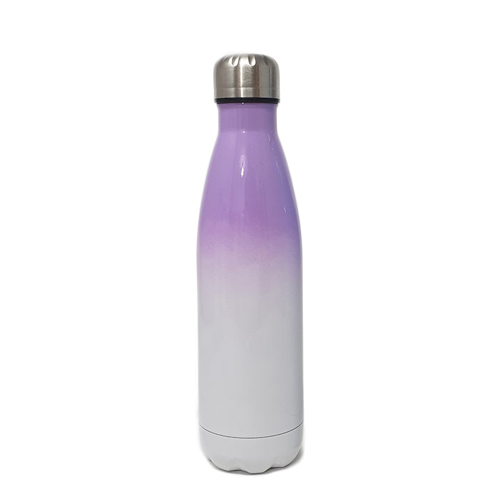 בקבוק שתיה תרמי בעיצוב אישי צוואר בצבע סגול לבן, שומר קור עד 24 שעות, 500 מ"ל