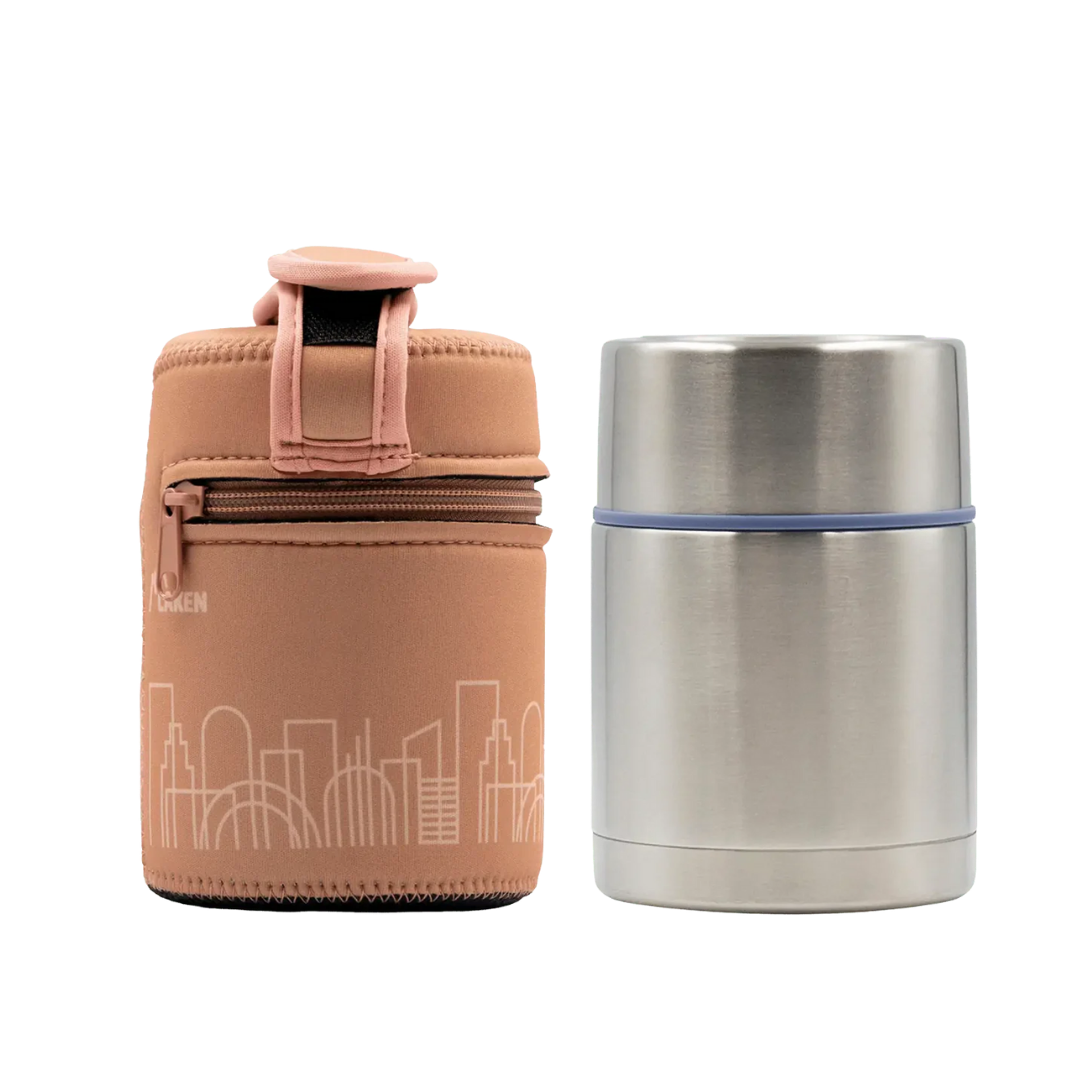 תרמוס מזון נירוסטה שומר חום לאקן עם מידנית - 500 מ״ל