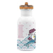 בקבוק שתיה לילדים לאקן בייסיק סטיל מאוייר 500 מ"ל עם פקק קשית FLOW -  עם איור של חד קרן רוכב על דולפין