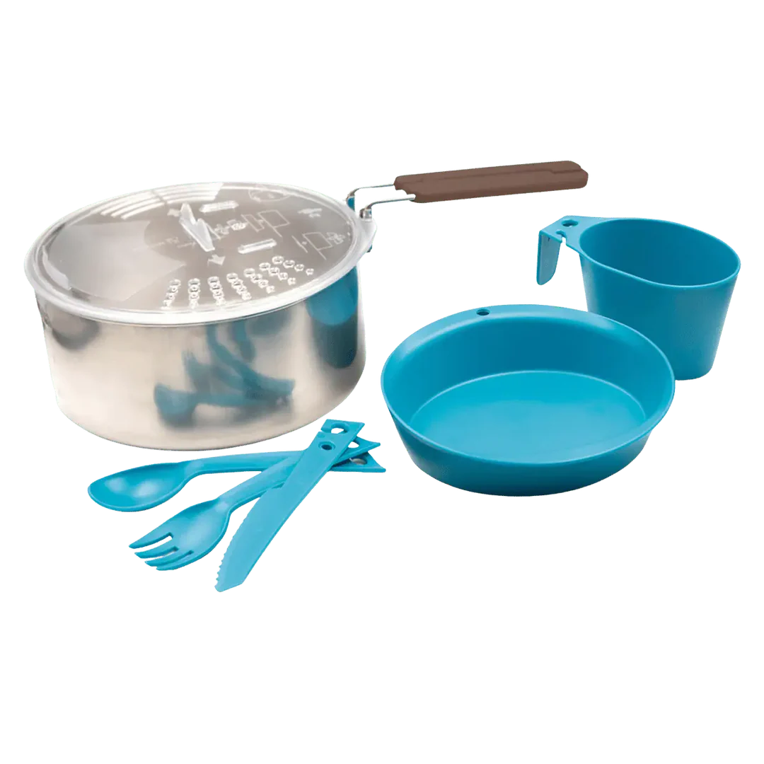 ערכת קמפינג מלאה Laken – סיר נירוסטה, צלחות, סכו״ם וכוסות - יחיד