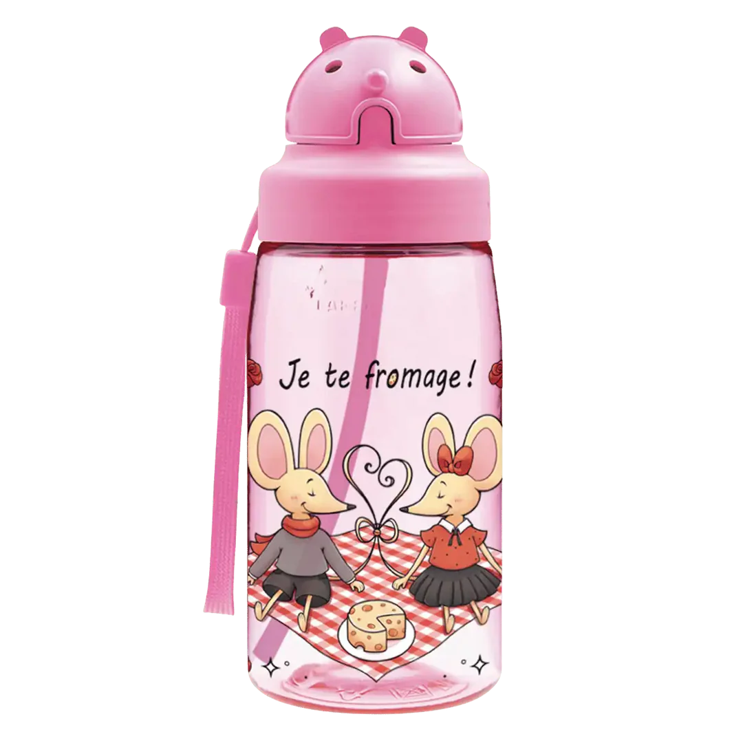 בקבוק שתיה עם קשית לילדים לאקן OBY עשוי טריטן, 450 מ"ל, מגוון איורים
