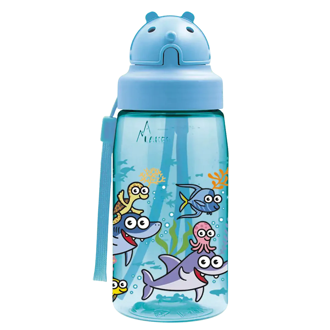 בקבוק שתיה עם קשית לילדים לאקן OBY עשוי טריטן, 450 מ"ל, מגוון איורים