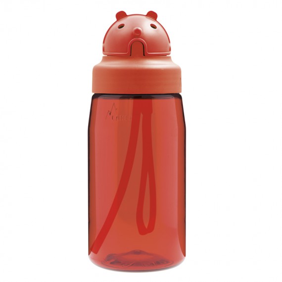 בקבוק שתיה עם קשית לילדים לאקן OBY עשוי טריטן, 450 מ"ל,  בצבע אדום